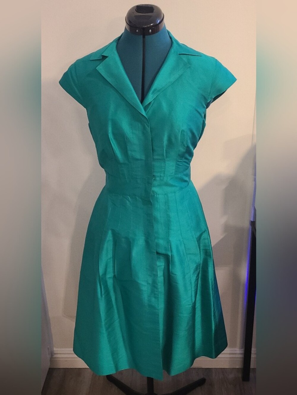 Vintage Jones New York 100% Silk Taffeta Teal Midi Dress, Elegant  Cocktail 10 M